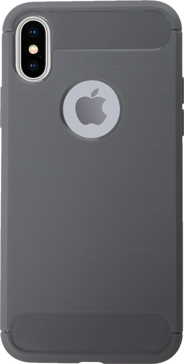 Bmax Carbon Soft Case Hoesje Voor Iphone X/xs - Grey/ - Grijs