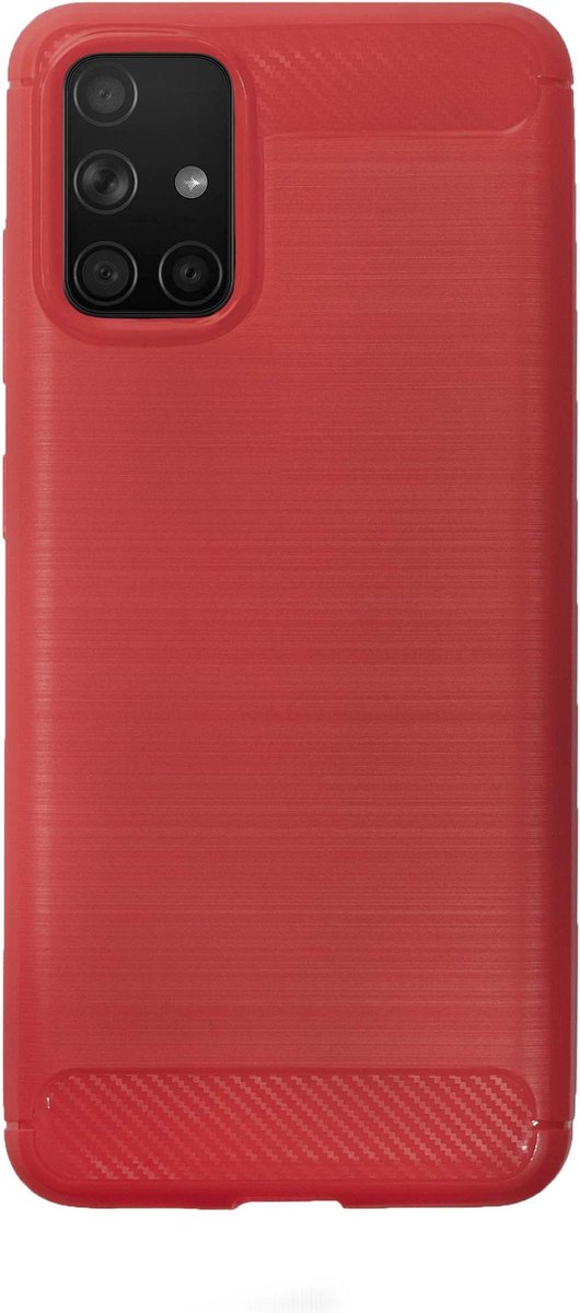 Bmax Carbon Soft Case Hoesje Voor Samsung Galaxy A71 - Red/ - Rood