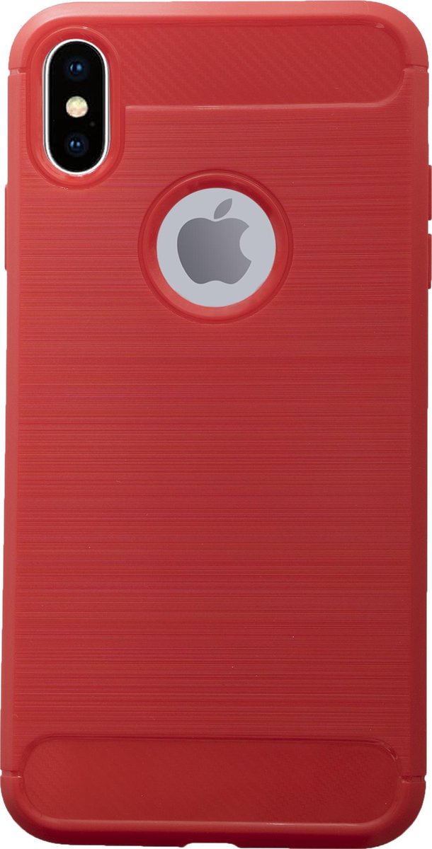 Bmax Carbon Soft Case Hoesje Voor Iphone Xs Max - Red/ - Rood