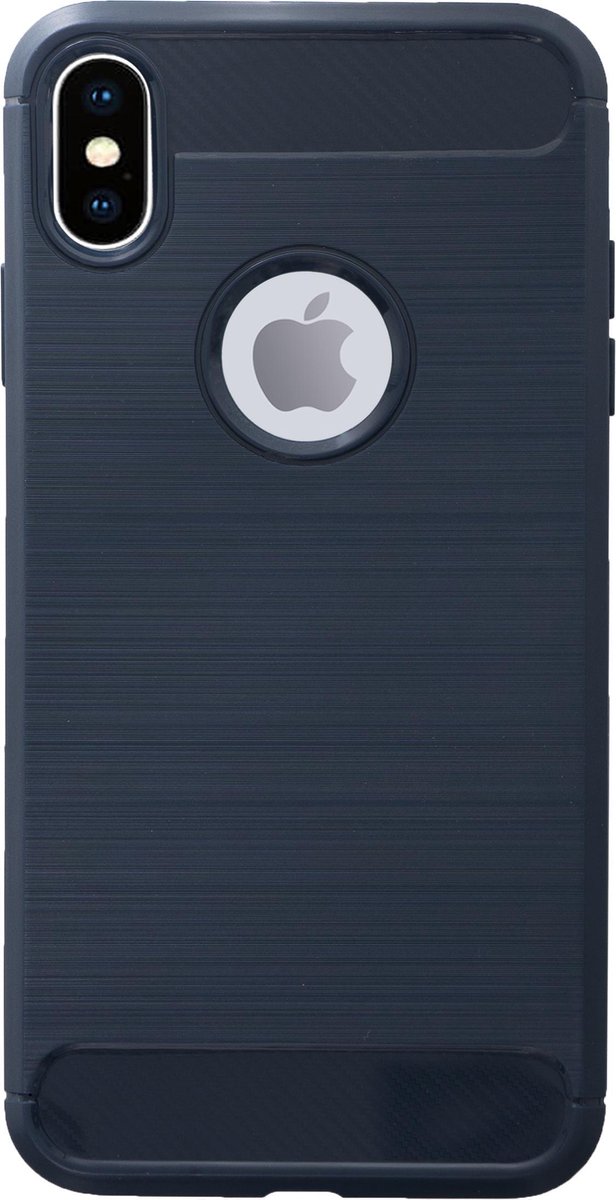 Bmax Carbon Soft Case Hoesje Voor Iphone Xs Max - Blue/ - Blauw