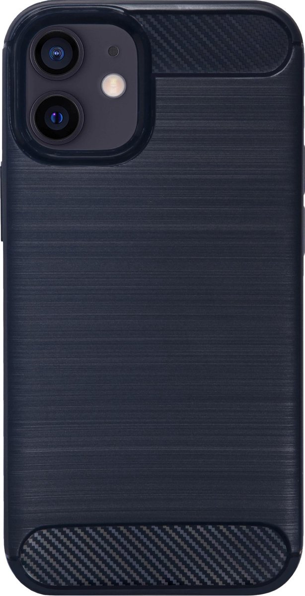 Bmax Carbon Soft Case Hoesje Voor Iphone 12 Mini - Blue/ - Blauw