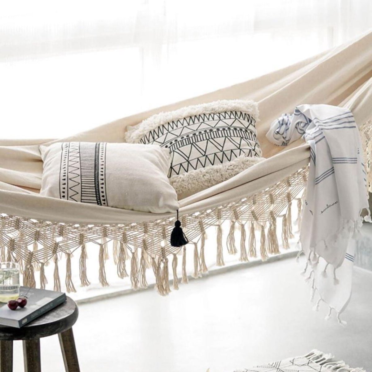 Quvio Hangmat Katoen 280x150 Cm - - Wit