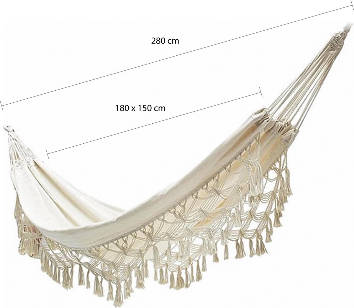 Quvio Hangmat Katoen 280x150 Cm - - Wit