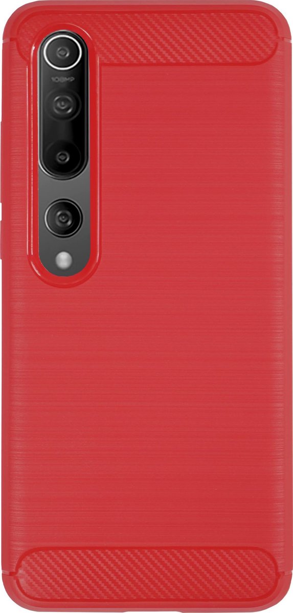 Bmax Carbon Soft Case Hoesje Voor Xiaomi Mi 10 Pro - Red/ - Rood