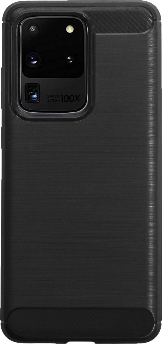 Bmax Carbon Soft Case Hoesje Voor Samsung Galaxy S20 Ultra - Black/ - Zwart