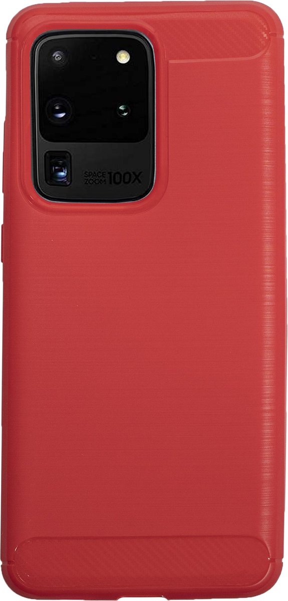 Bmax Carbon Soft Case Hoesje Voor Samsung Galaxy S20 Ultra - Red/ - Rood