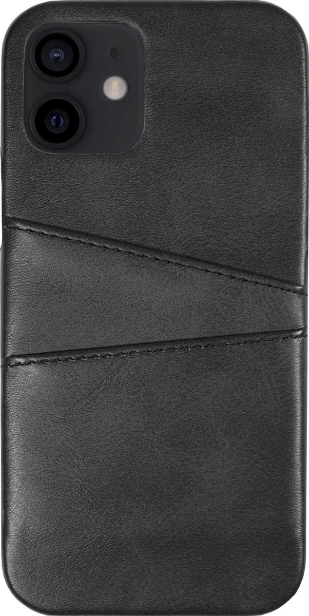 Bmax Pu Leather Card Slots Hard Case Hoesje Voor Iphone 12 Mini - Black/ - Zwart