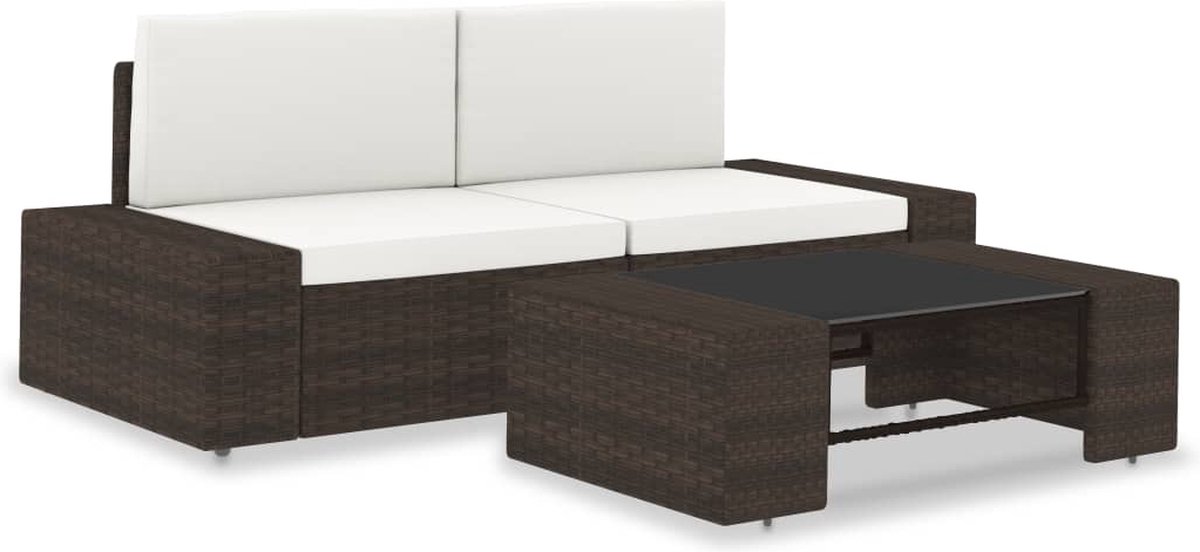 Vidaxl 3-delige Loungeset Poly Rattan - Bruin