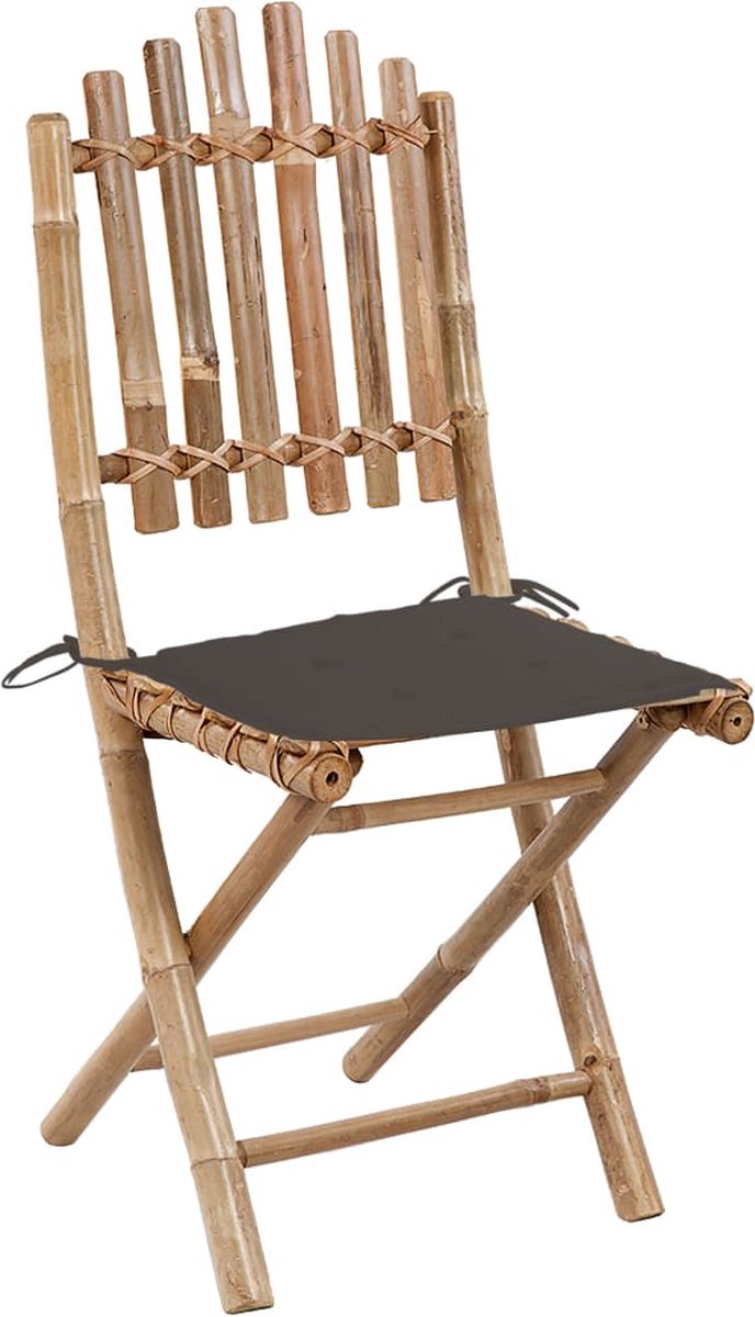 Vidaxl 5-delige Tuinset Inklapbaar Met Kussens Bamboe - Bruin