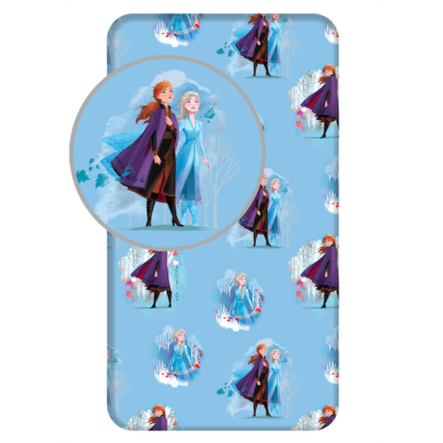 Disney Frozen Hoeslaken Anna Elsa - Eenpersoons - 90 X 200 Cm - - Blauw