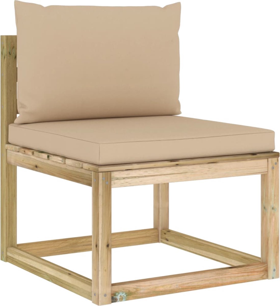 Vidaxl Tuinmiddenbank Met Kussens Geïmpregneerd Grenenhout - Beige