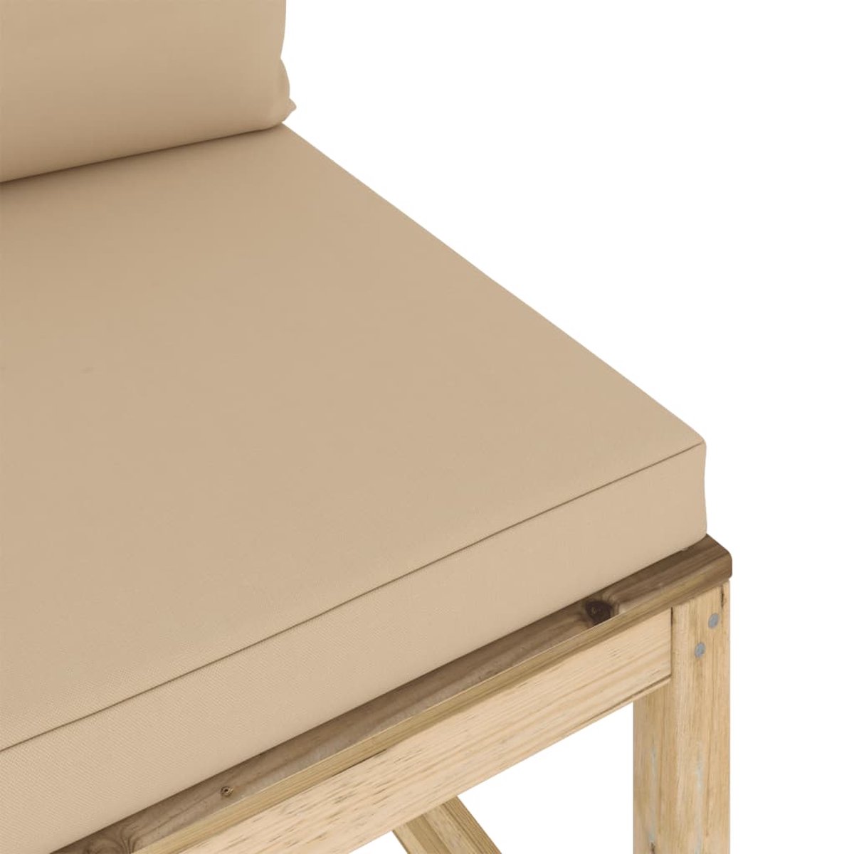Vidaxl Tuinmiddenbank Met Kussens Geïmpregneerd Grenenhout - Beige