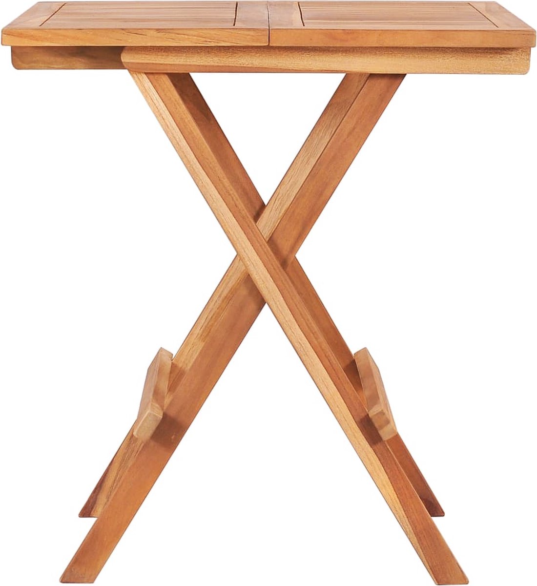 Vidaxl 3-delige Bistroset Met Geruite Kussens Massief Teakhout - Bruin