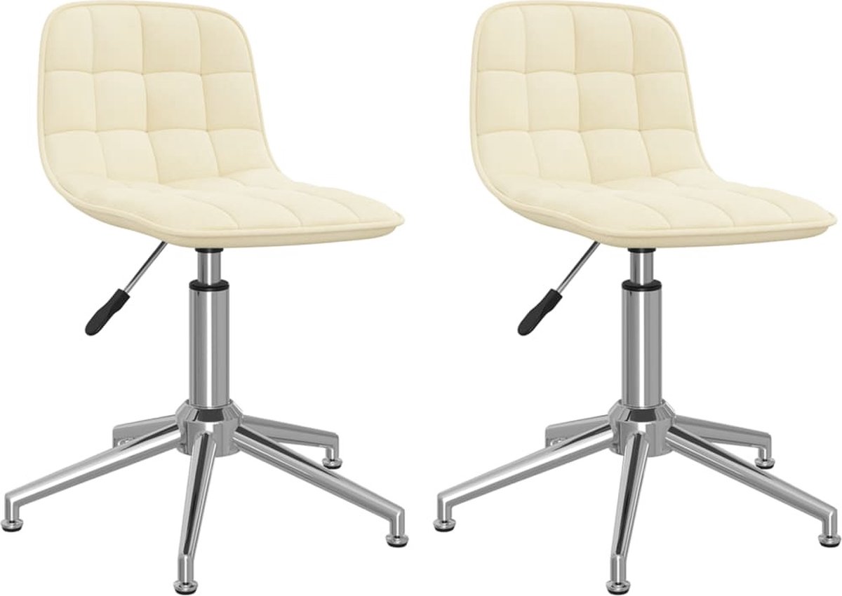 Vidaxl Eetkamerstoelen Draaibaar 2 St Stof Crèmekleurig