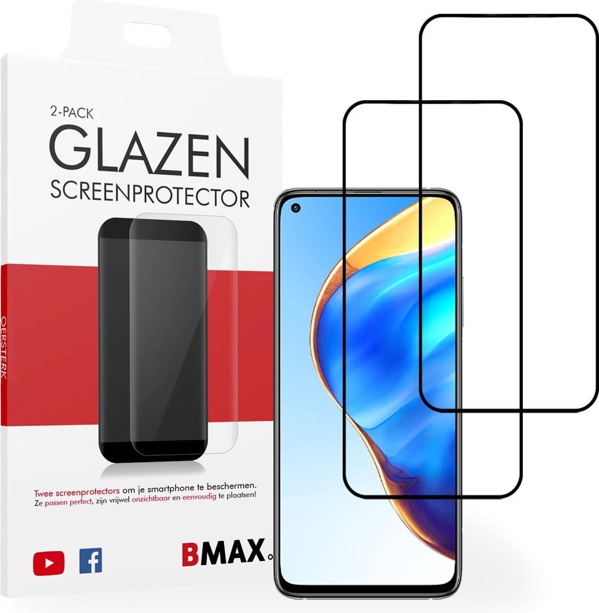 2-pack Bmax Xiaomi Mi 10t Pro Screenprotector - Glass - Full Cover 2.5d - Black