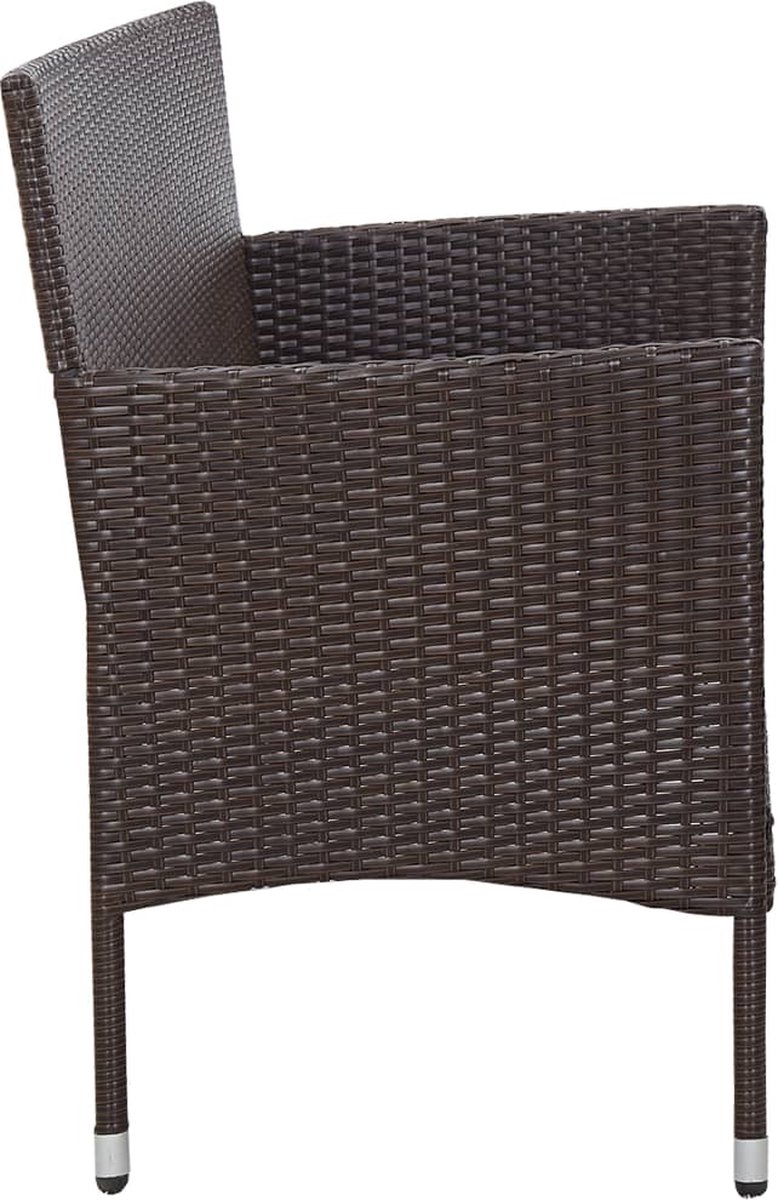 Vidaxl Tuinbank 3-zits Met Kussens Poly Rattan - Bruin