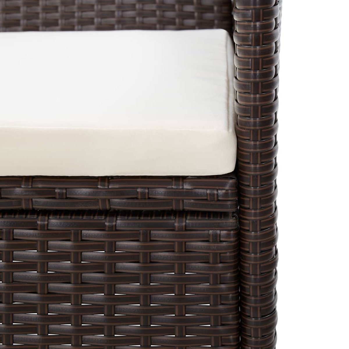 Vidaxl Tuinbank 3-zits Met Kussens Poly Rattan - Bruin