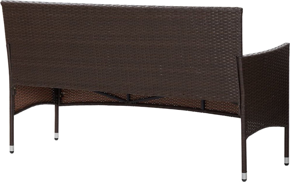 Vidaxl Tuinbank 3-zits Met Kussens Poly Rattan - Bruin