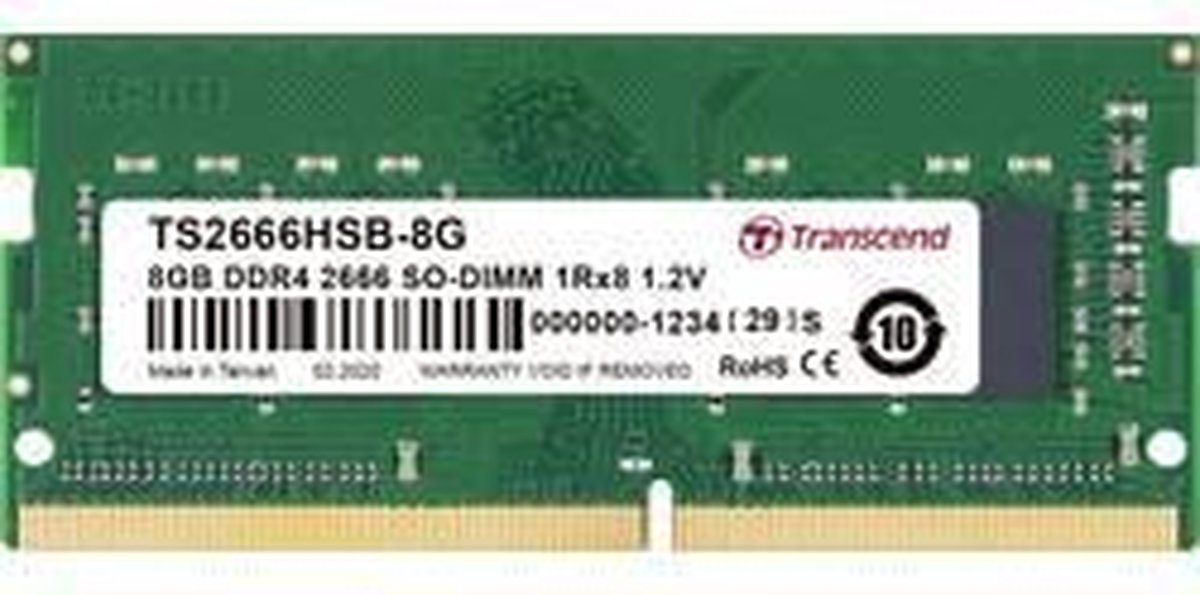 Transcend TS2666HSB-8G geheugenmodule 8 GB 1 x 8 GB DDR4 2666 MHz