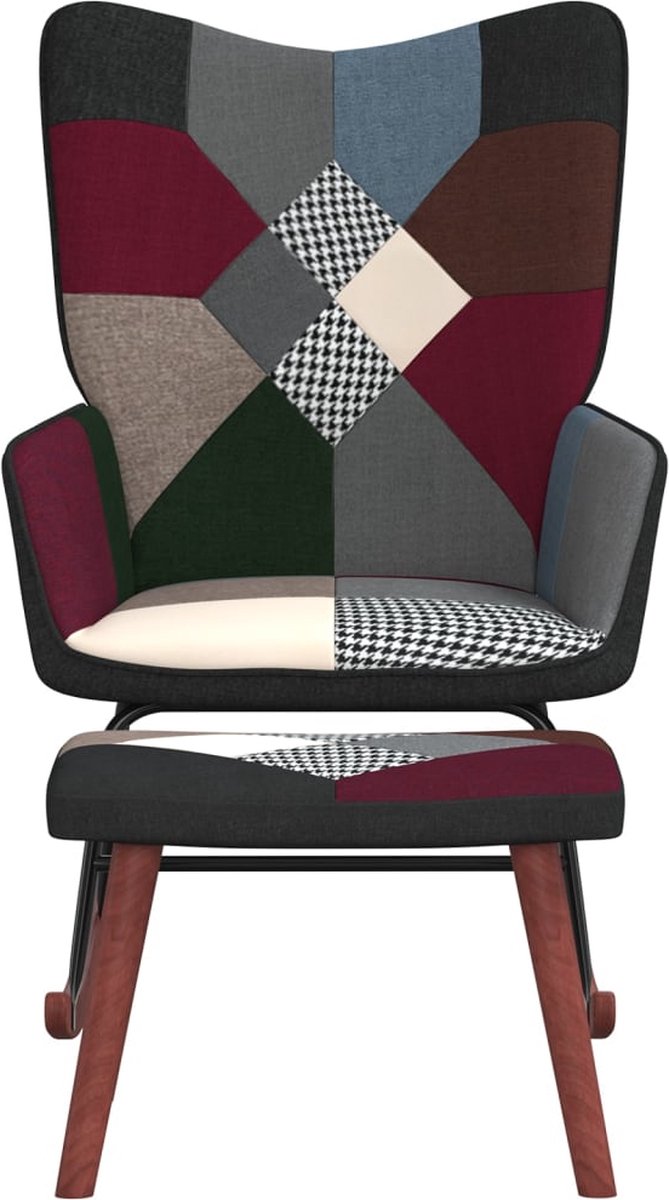 Vidaxl Schommelstoel Met Voetenbank Patchwork Stof