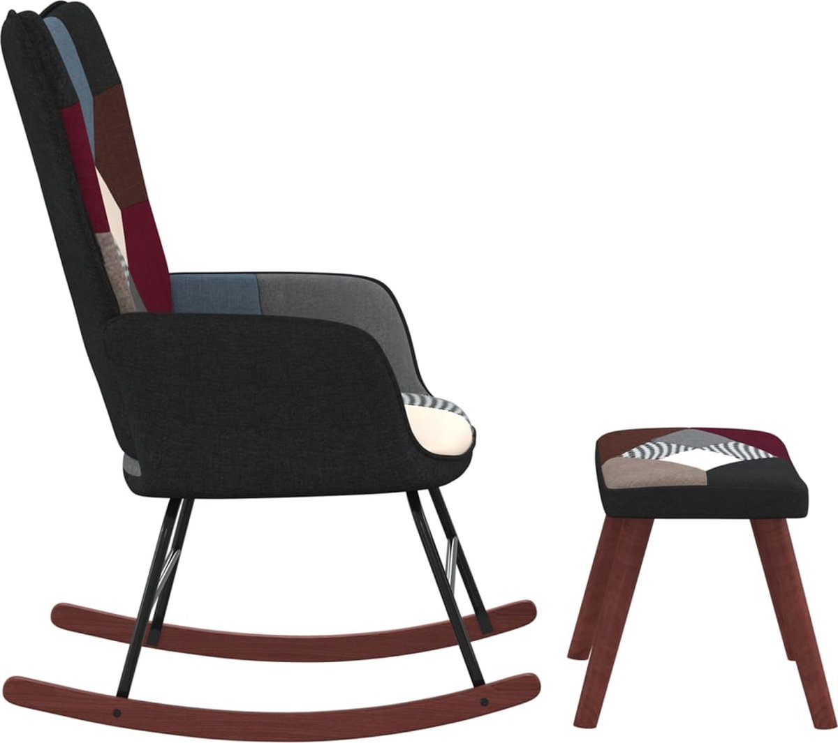 Vidaxl Schommelstoel Met Voetenbank Patchwork Stof