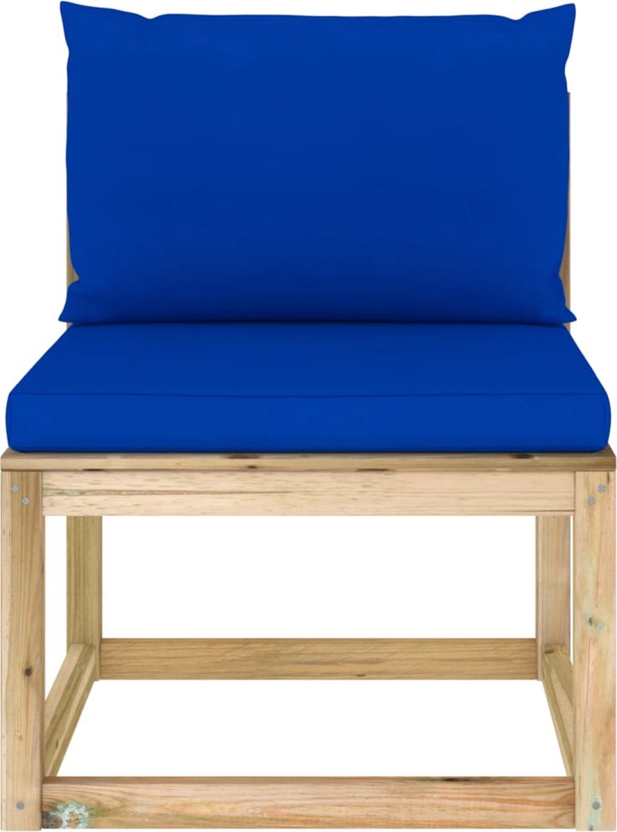 Vidaxl Tuinmiddenbank Met Kussens Geïmpregneerd Grenenhout - Blauw