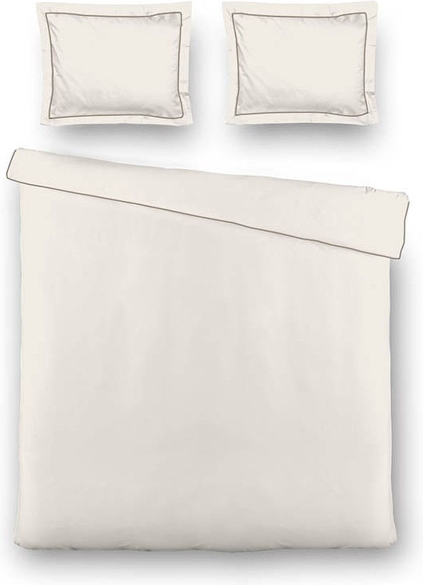 Luna Bedding Uni Piping Kleur: Off White , Lits-jumeaux (240 x 220 cm + 2 kussenslopen) Dekbedovertrek