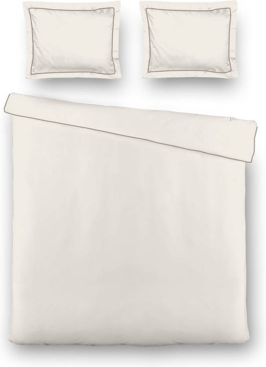 Luna Bedding Uni Piping Kleur: Off White , 2-persoons (200 x 220 cm + 2 kussenslopen) Dekbedovertrek