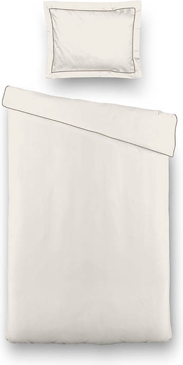 Luna Bedding Uni Piping - Off White 1-persoons (140 x 220 cm + 1 kussensloop) Dekbedovertrek
