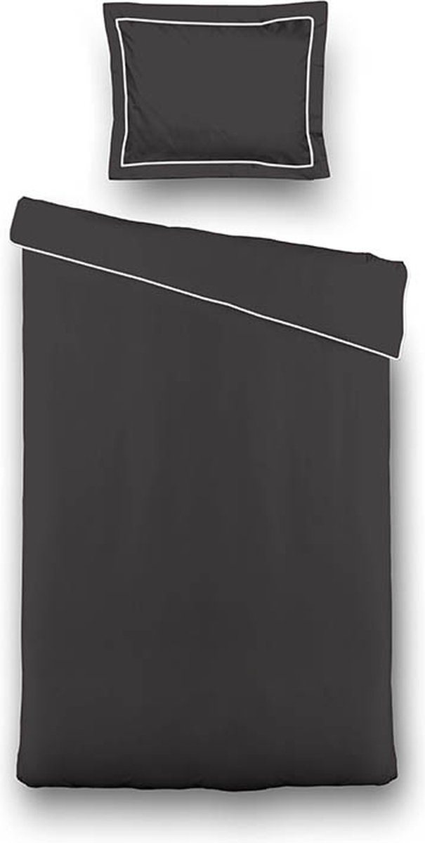Luna Bedding Uni Piping Lits-jumeaux (240 x 220 cm + 2 kussenslopen) Dekbedovertrek - Zwart