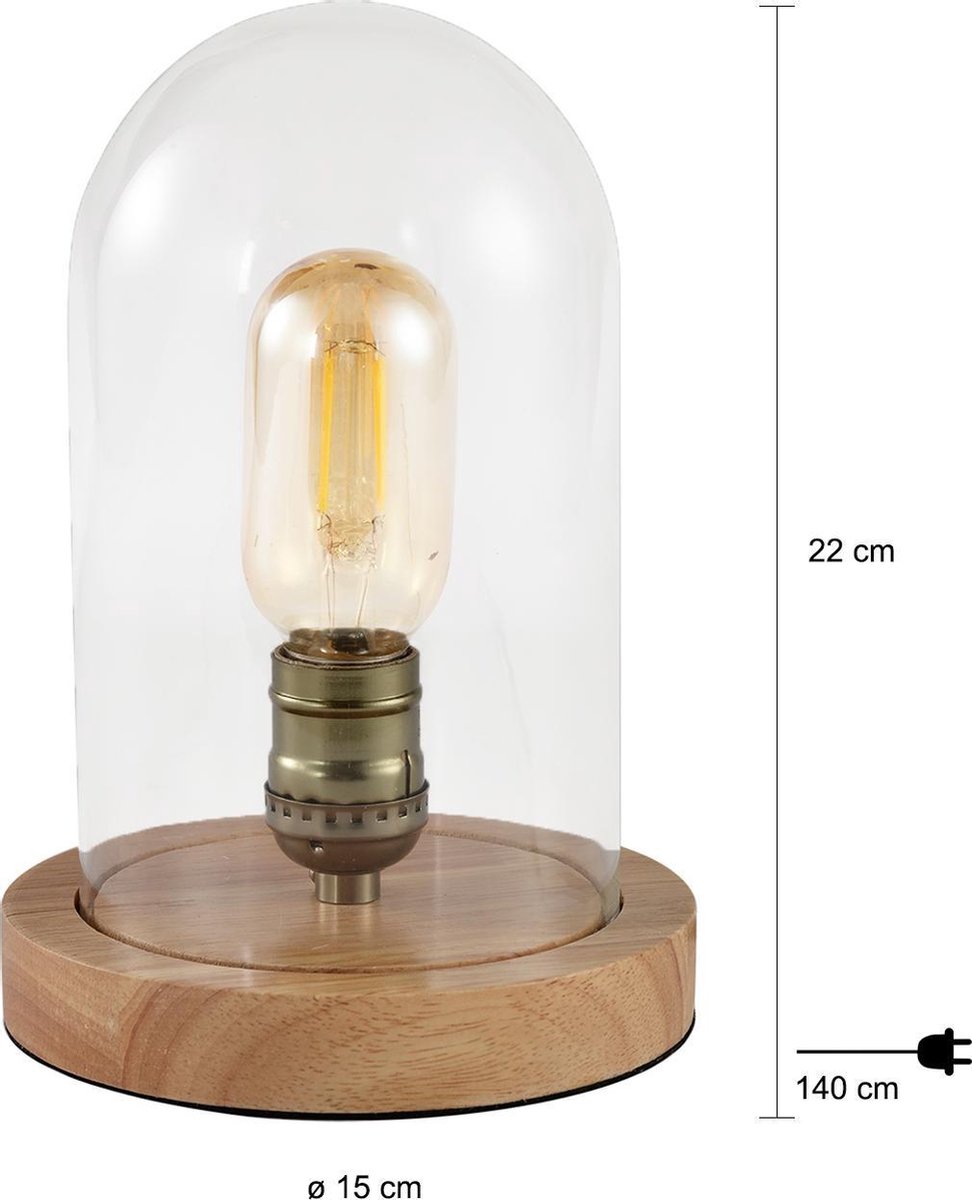 Quvio Tafellamp Met Glazen Stolp - Quv5031l - Bruin