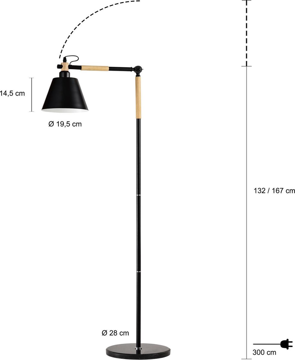 Quvio Vloerlamp Ronde Lampenkap - Quv5038l-black - Zwart