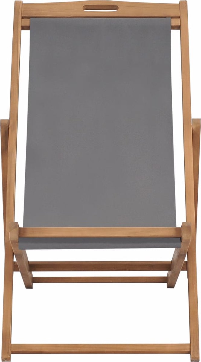Vidaxl Strandstoel Inklapbaar Massief Teakhout - Grijs