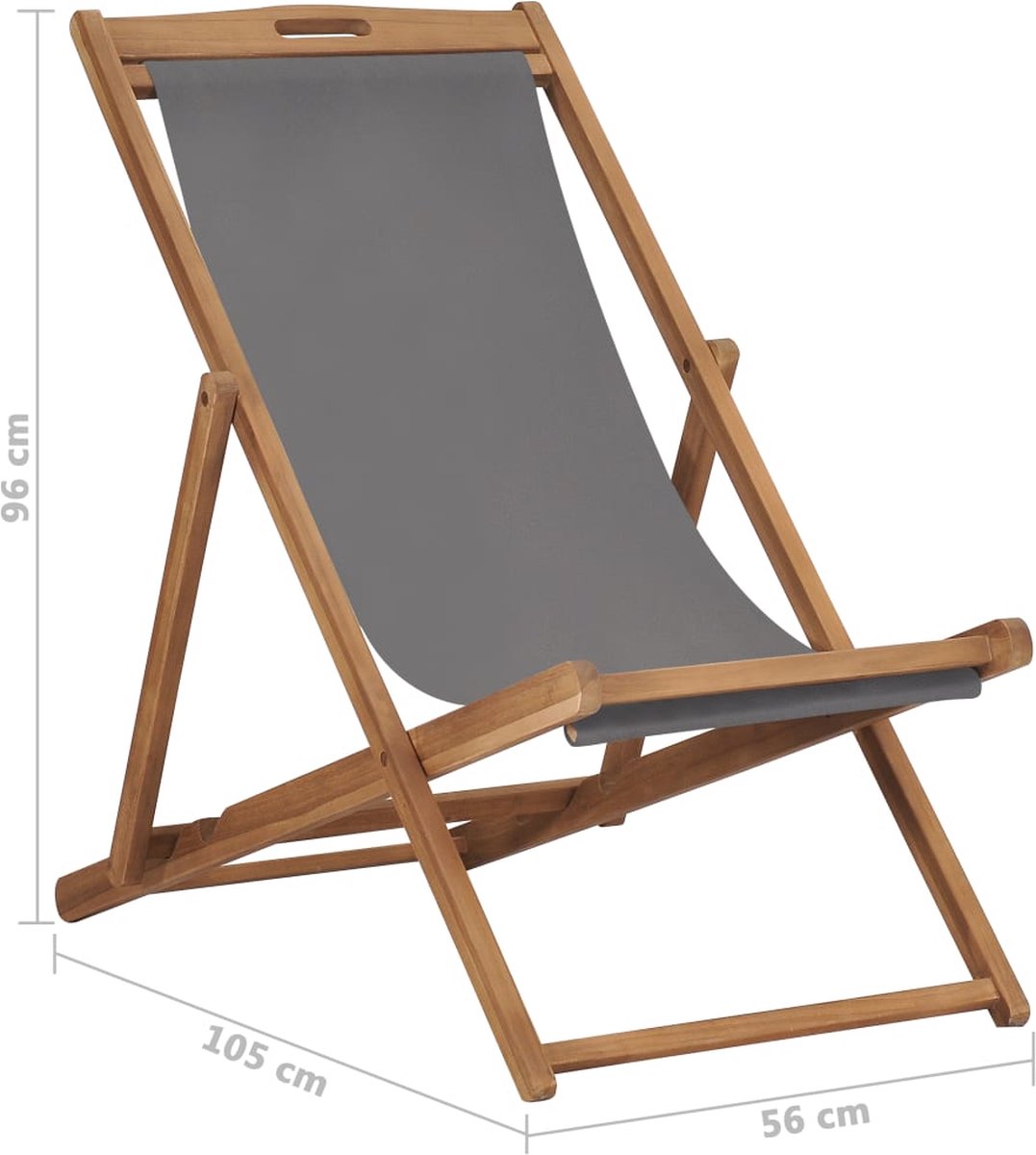 Vidaxl Strandstoel Inklapbaar Massief Teakhout - Grijs