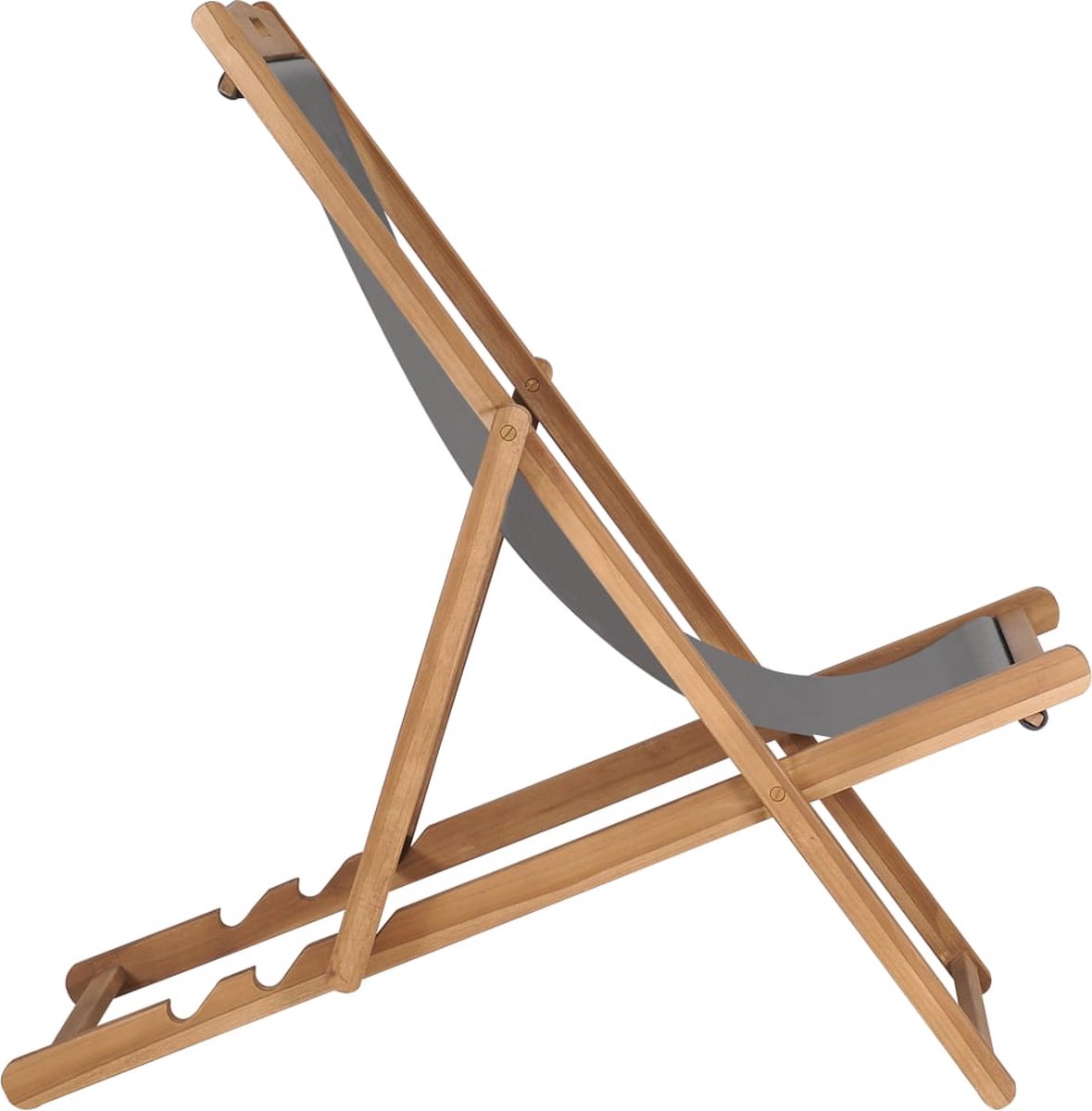 Vidaxl Strandstoel Inklapbaar Massief Teakhout - Grijs