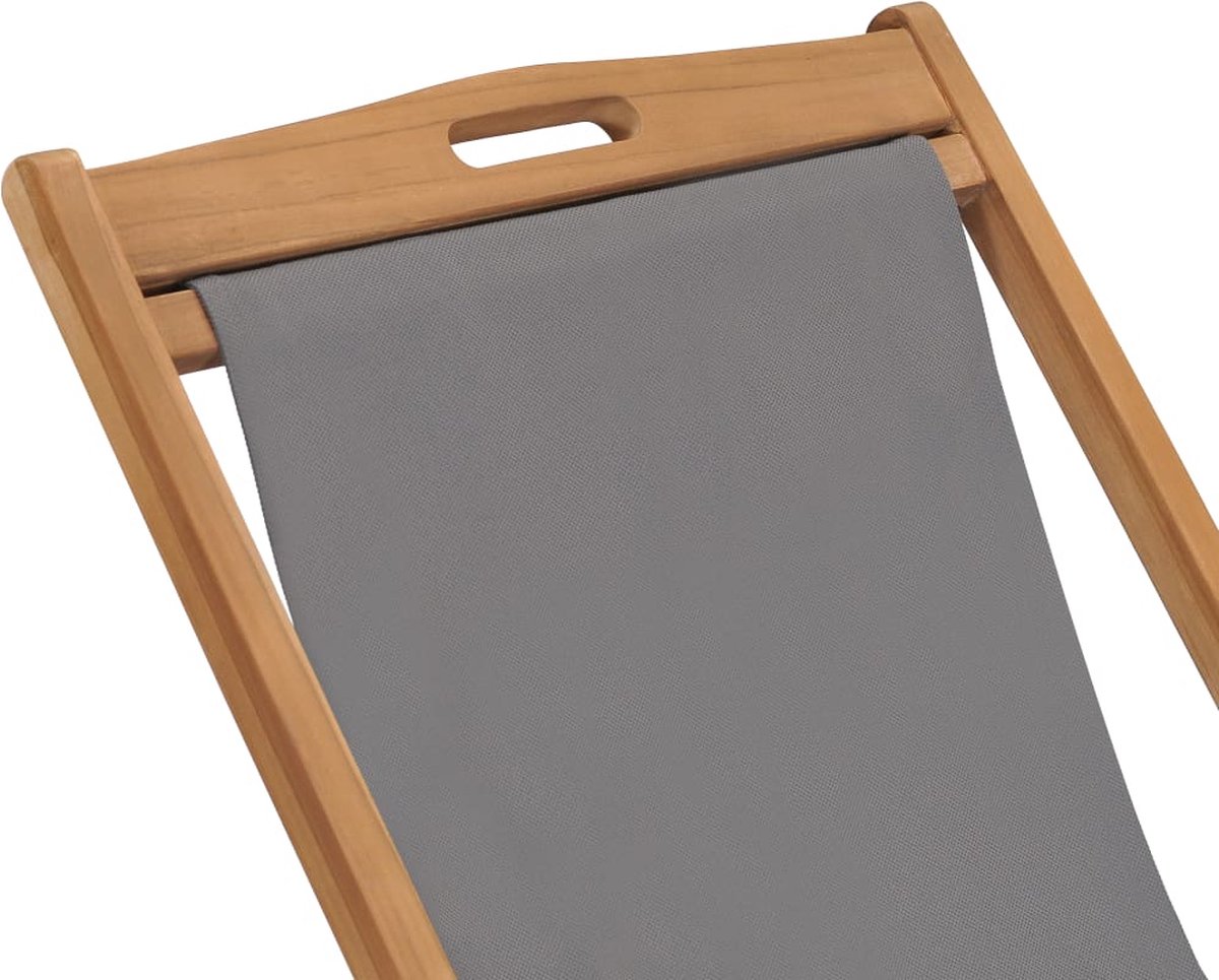 Vidaxl Strandstoel Inklapbaar Massief Teakhout - Grijs