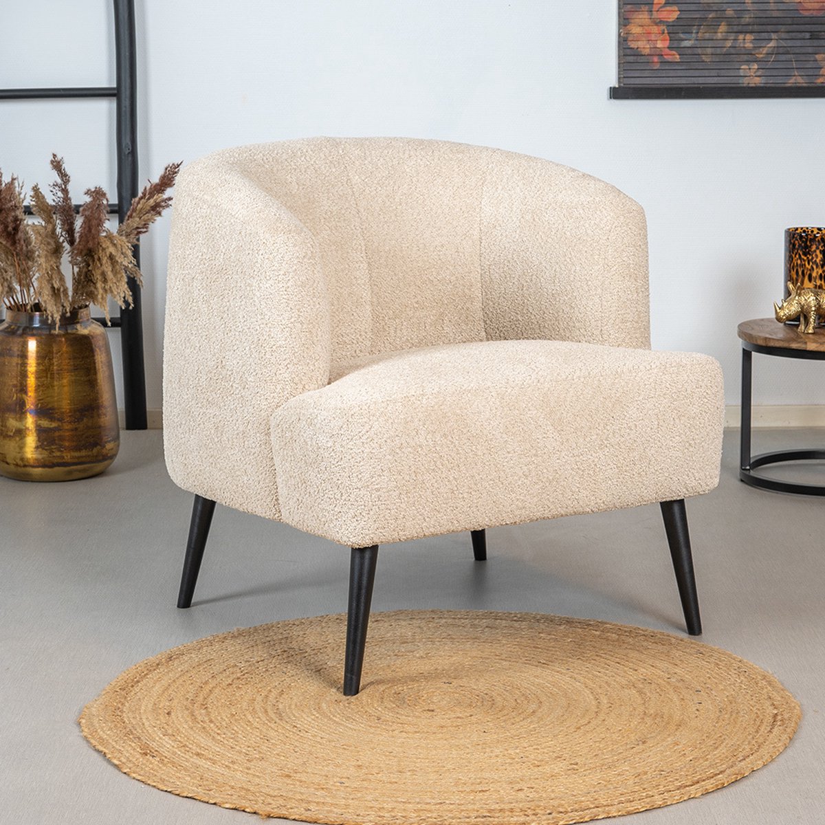 Bronx71 Teddy Bouclé Fauteuil Nora Taupe