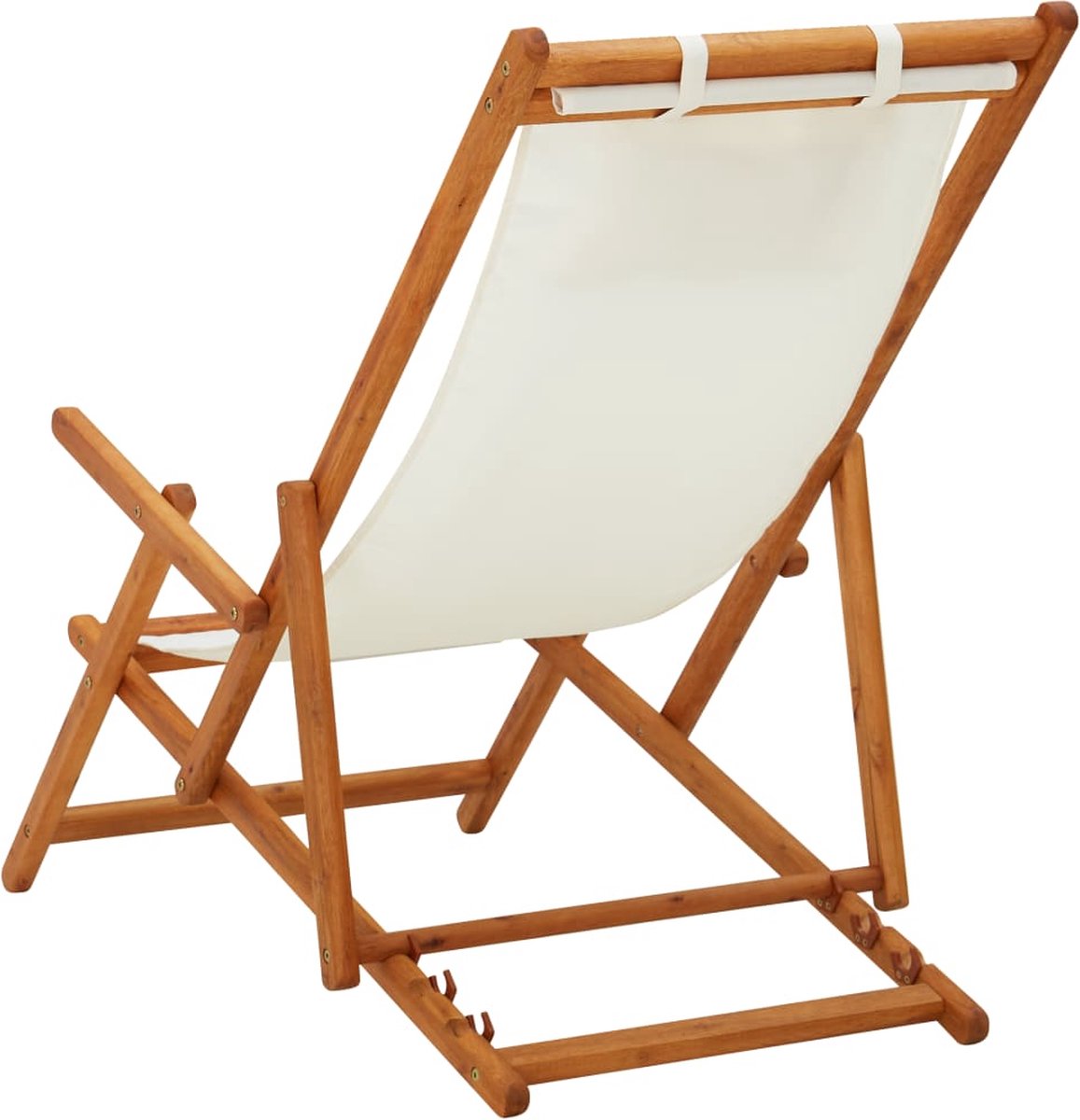 Vidaxl Strandstoel Inklapbaar Massief Eucalyptushout En Stof Crème