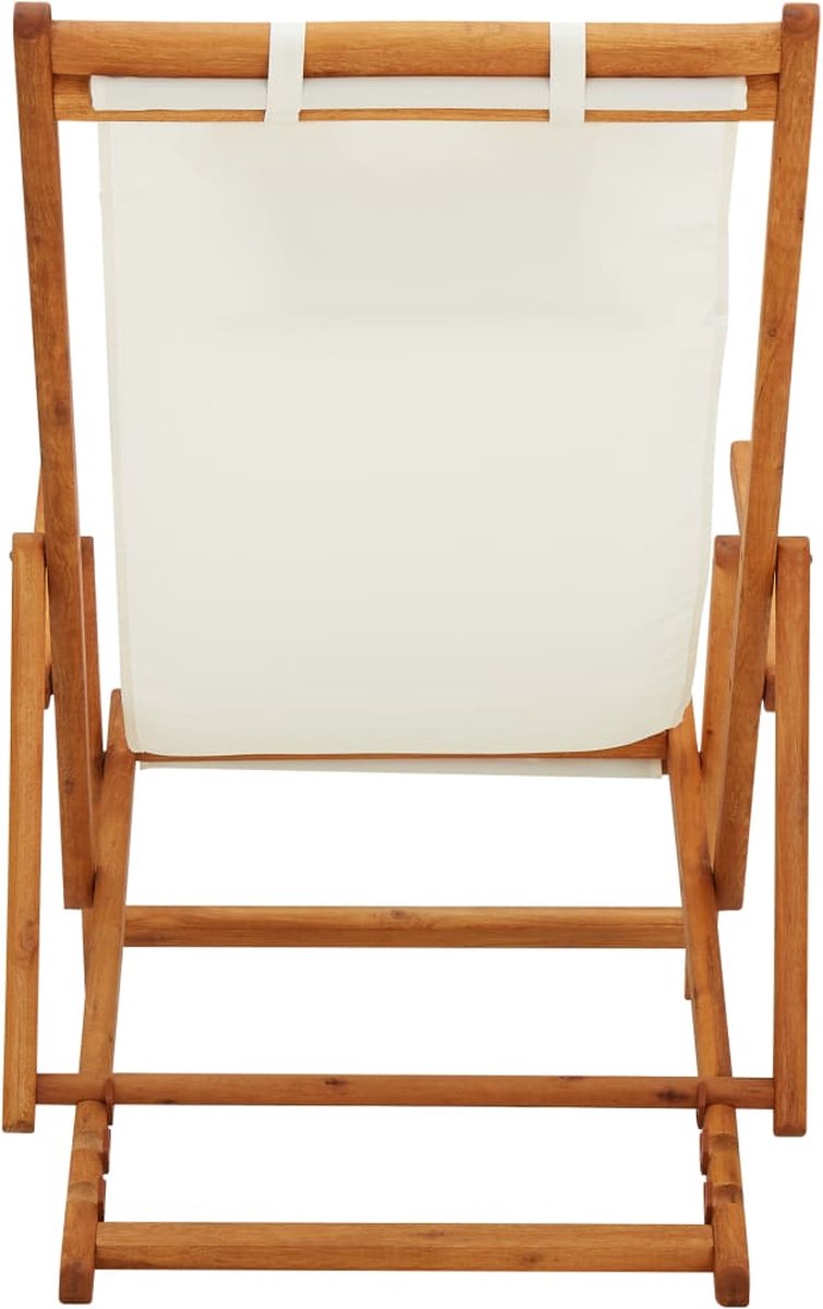 Vidaxl Strandstoel Inklapbaar Massief Eucalyptushout En Stof Crème