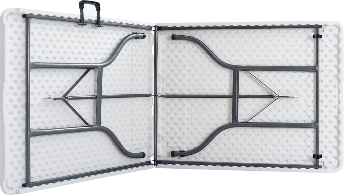 Vidaxl Tuintafel Met 2 Bankjes Inklapbaar 180 Cm Staal En Hdpe - Wit
