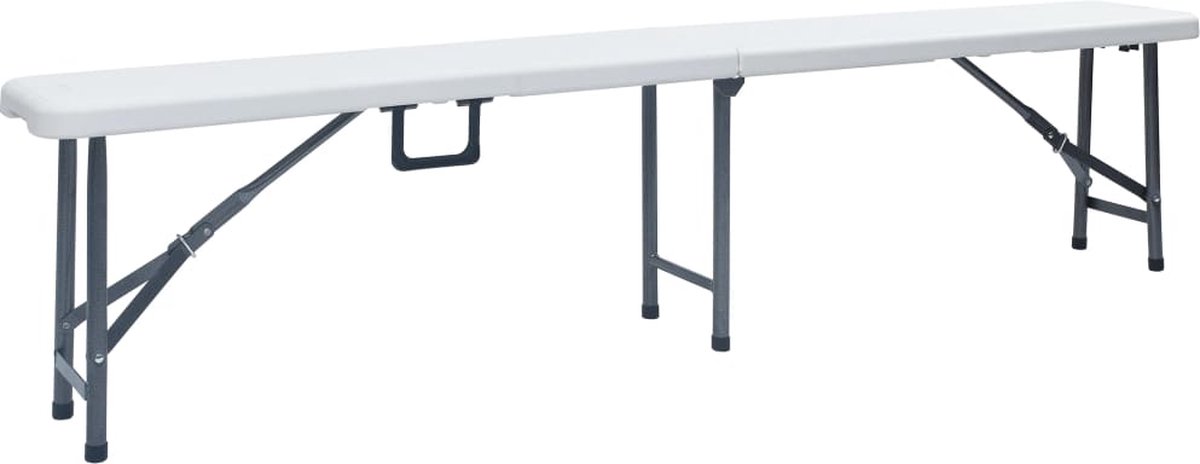 Vidaxl Tuintafel Met 2 Bankjes Inklapbaar 180 Cm Staal En Hdpe - Wit