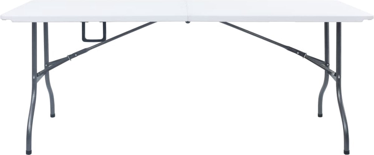 Vidaxl Tuintafel Met 2 Bankjes Inklapbaar 180 Cm Staal En Hdpe - Wit