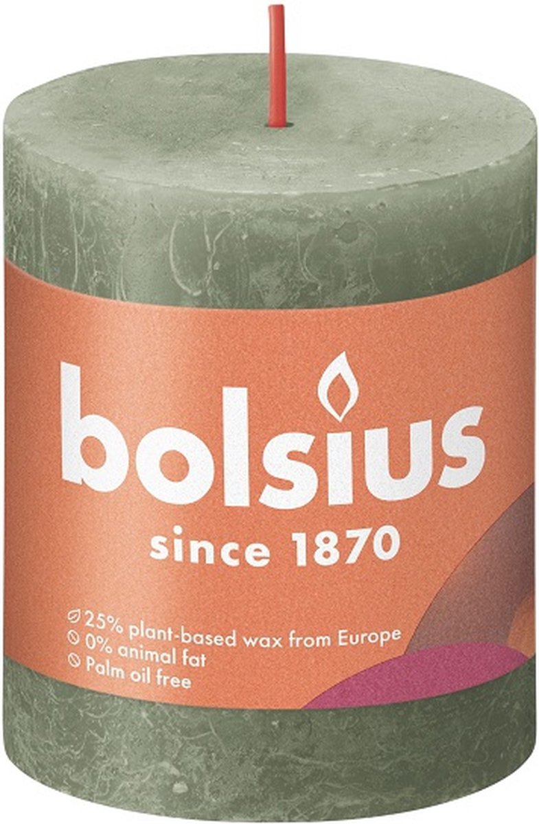 Bolsius Stompkaarsen Shine 6 St Rustiek 80x68 Mm Friskleurig - Groen