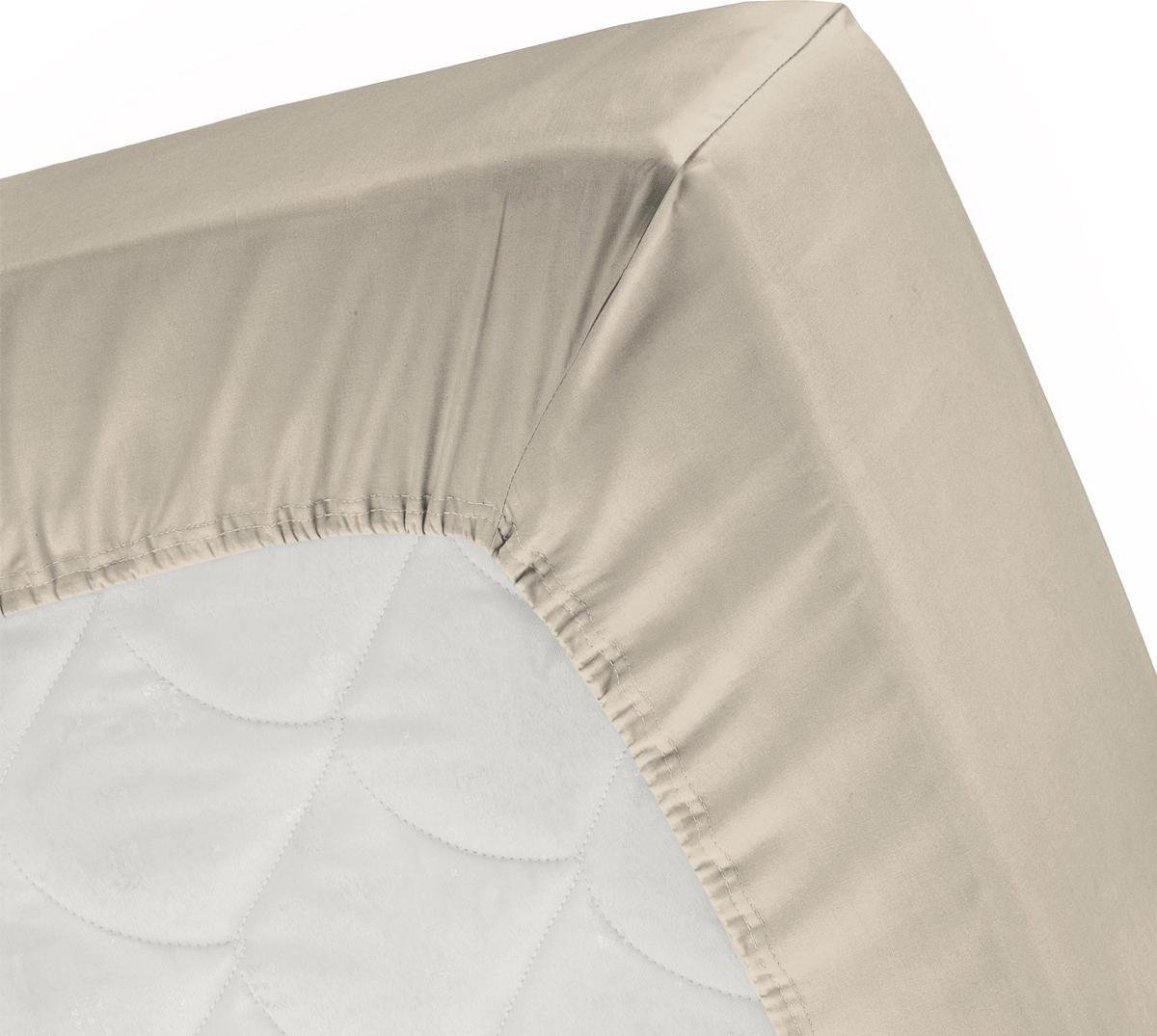 Cinderella Jersey Topper Hoeslaken - 100% Gebreide Katoen - Lits-jumeaux (160x200/210 Cm) -sand - Silver