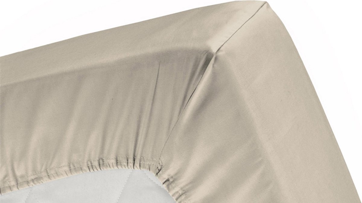 Cinderella Jersey Topper Hoeslaken - 100% Gebreide Katoen - Lits-jumeaux (160x200/210 Cm) -sand - Silver