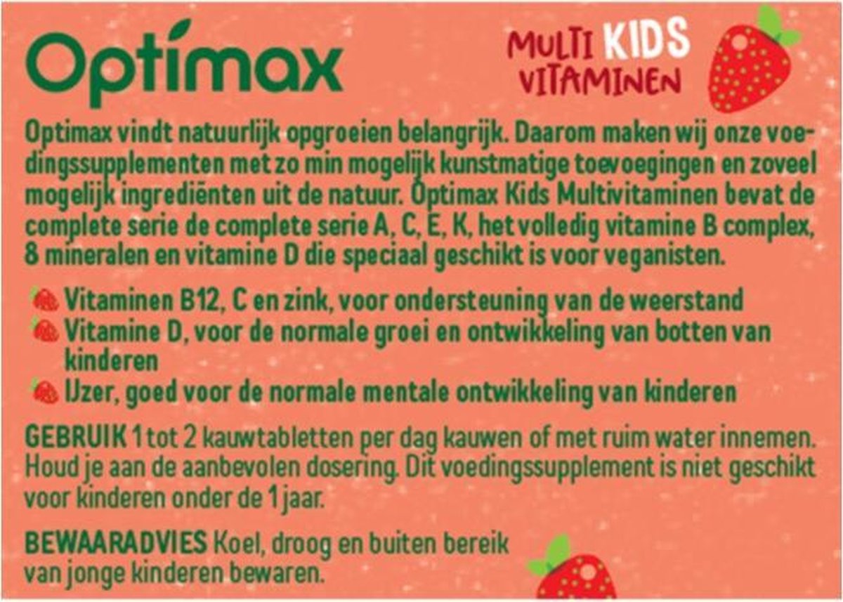 Optimax Kinder Multivitamine Kauwtabletten Aardbei