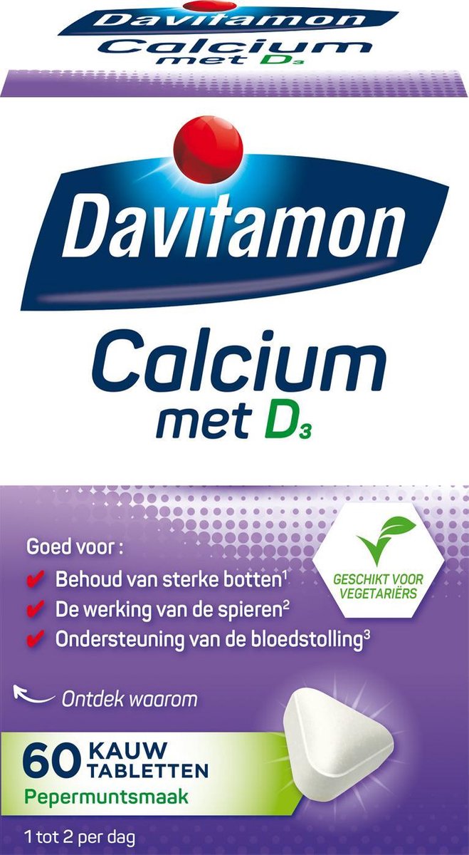 Davitamon calcium vitamine d3 pepermuntsmaak