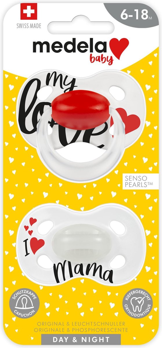 Medela Baby Fopspeen Day?ght 6-18m Signature Love/mama - Duo Stuk