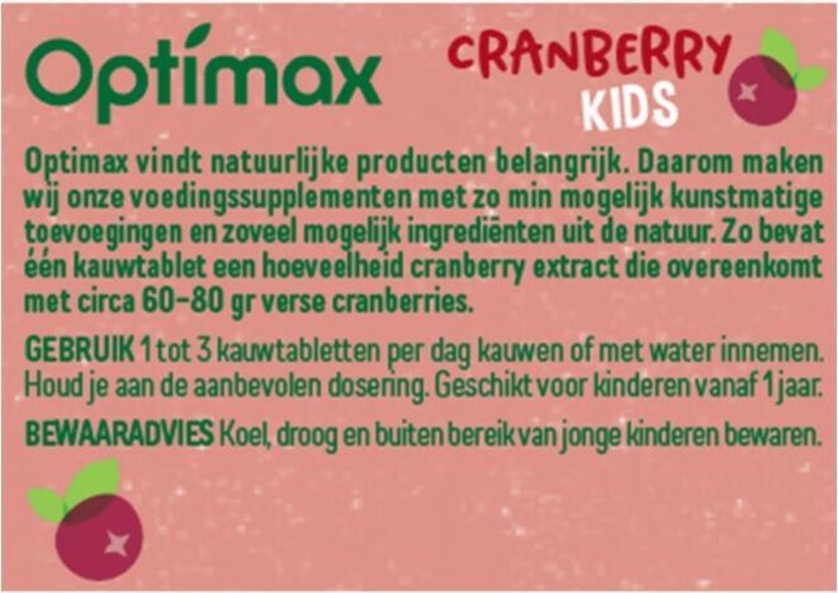 Optimax Kinder Cranberry Kauwtabletten