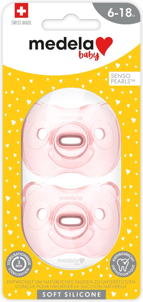 Medela Baby Fopspeen Soft Silicone 6-18m Soft Pink - Duo Stuk